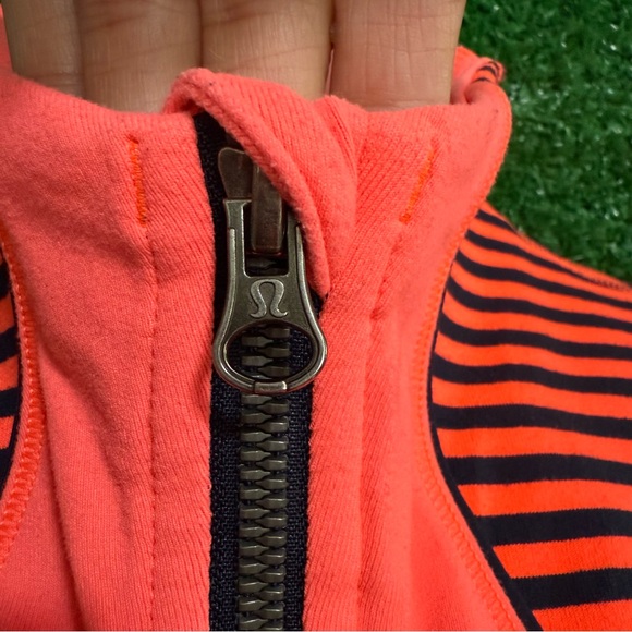 Lululemon Forme Classic Stripe Light Flare Inkwell Neon Orange Athletic Jacket 4 - Picture 5 of 9